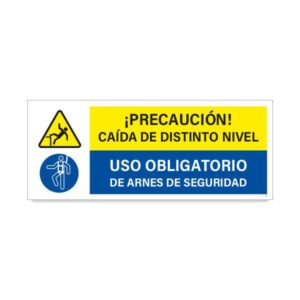 Precaución Caída de Distinto Nivel - Uso Obligatorio de Arnés de Seguridad