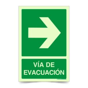 Vía de Evacuación Flecha Derecha Fotoluminiscente